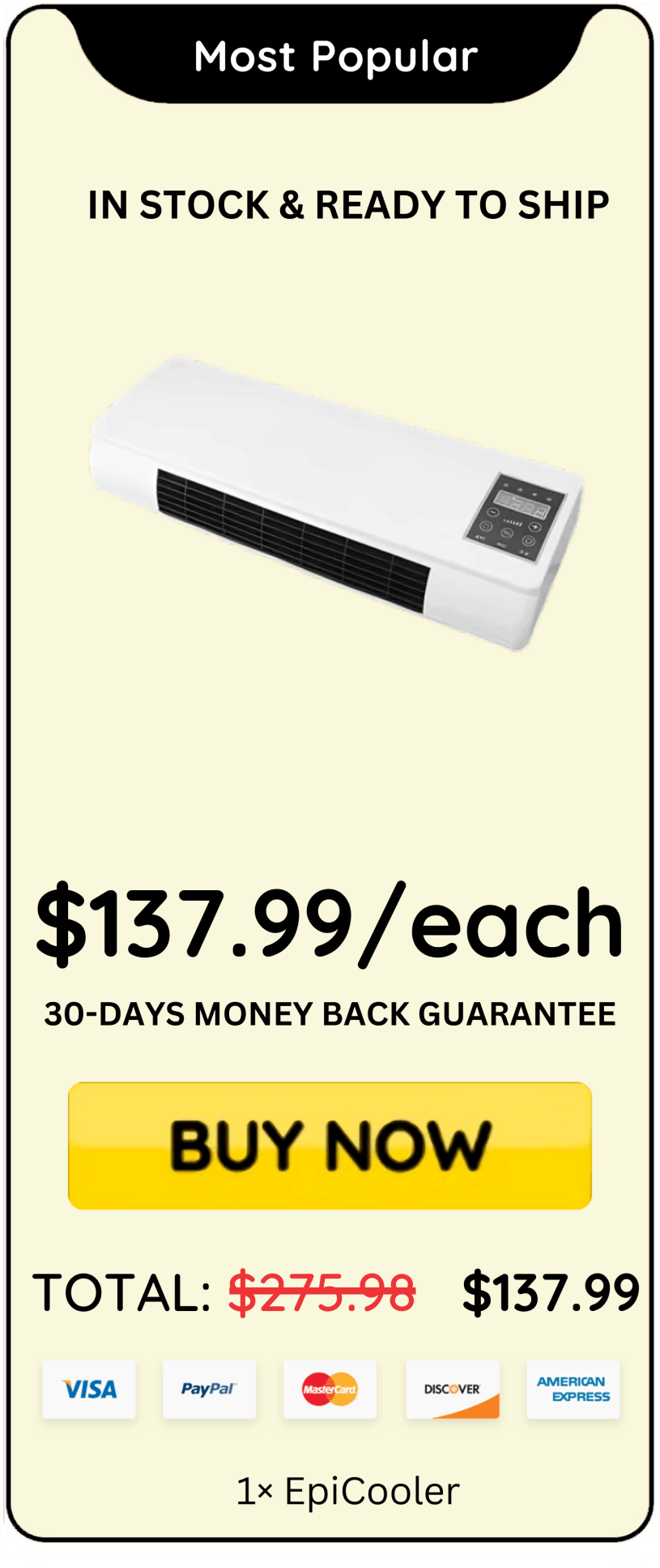 EpiCooler Portable AC package price